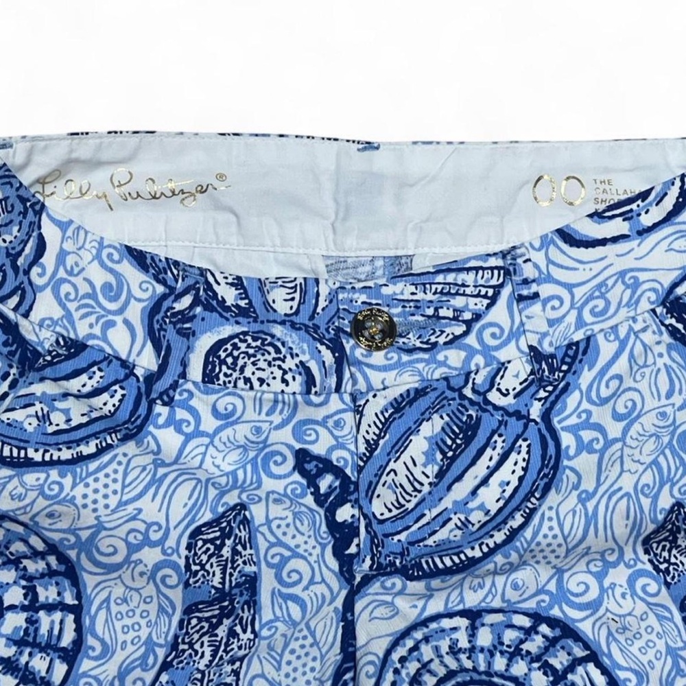 Lilly Pulitzer Blue and White Shell Print Shorts - Picture 3 of 3